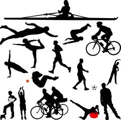 recreation sport silhouettes - vector
