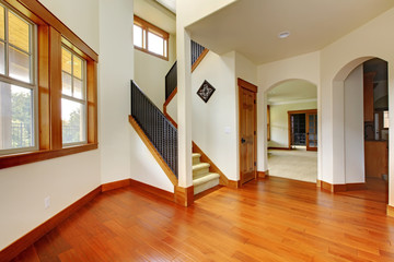 Beautiful home entrance with wood floor.