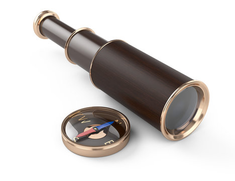 spyglass and compass