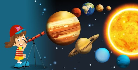 Obraz na płótnie Canvas Układ Słoneczny - Droga Mleczna - astronomia dla dzieci