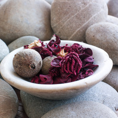 zen potpourri on mineral background