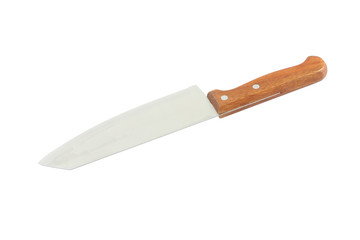 Kitchen knife from blade handle on white background.