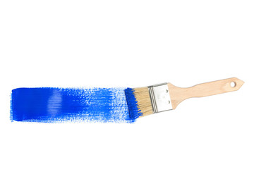 Paint Brush with Blue Paint Stroke