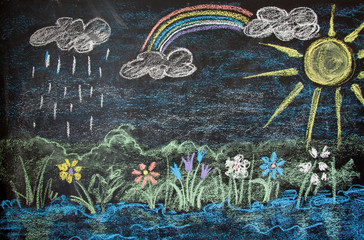 landscape on a blackboard