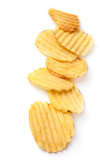 potato chips isolated on the white background