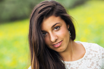 portrait of a beautiful young brunette woman