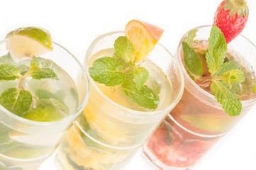 Mojito Cocktails close up in a row