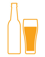 Beer bottle and glass - vector illustration