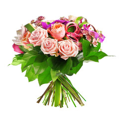 bouquet of rose, paeonia and orchid