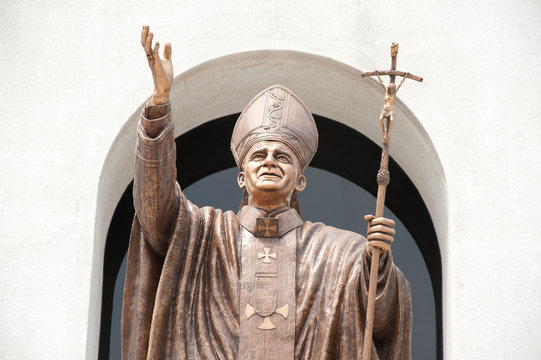 John Paul II Statue In Christian Church.