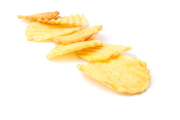 potato chips isolated on the white background