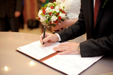 Signing Wedding Cerftificate