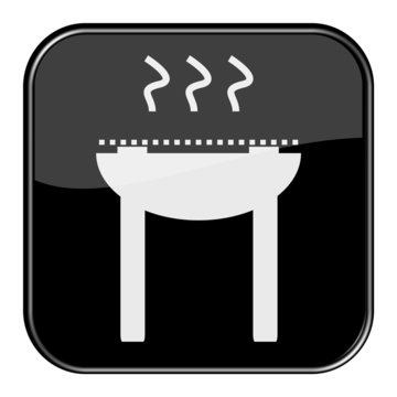 Glossy Button schwarz - Grill-Symbol