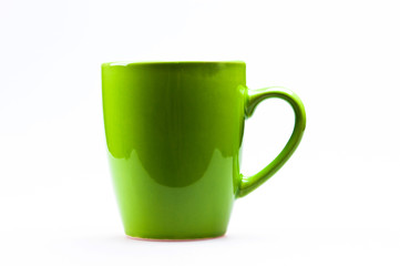 green mug isolated on white background