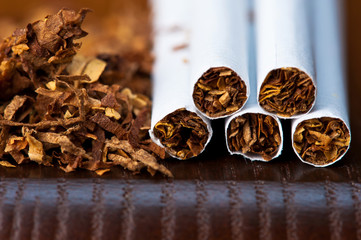 macro of tobacco and cigarettes