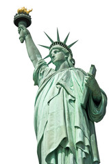 Fototapeta na wymiar Statue of Freed, Isole, fond blanc - Nowy Jork, USA