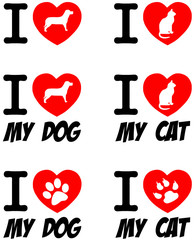 I Love Dog and Cat Signs.Collection