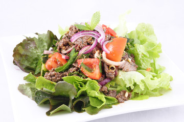 Thai beef salad, grill beef with salad.