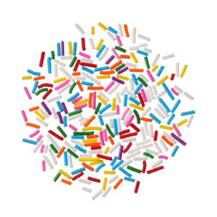 Colorful candy sprinkles isolated on white background