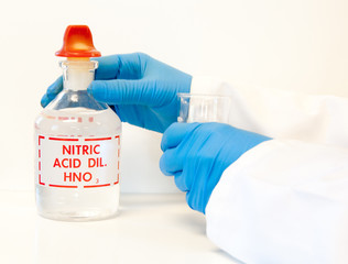 Holding nitric acid in the laboratory