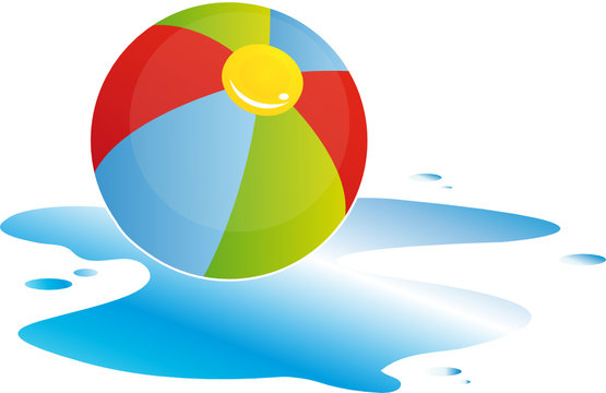 Wasserball mit Wasserpf&uuml;tze