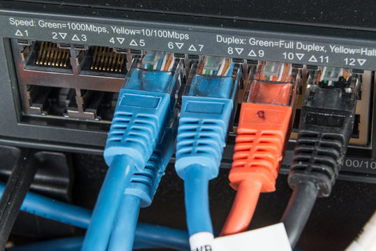 ethernet cables connected to switch