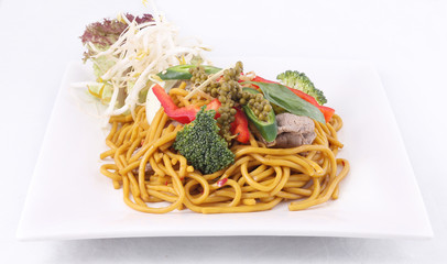 Hokkien noodles stir fried with Thai herb.