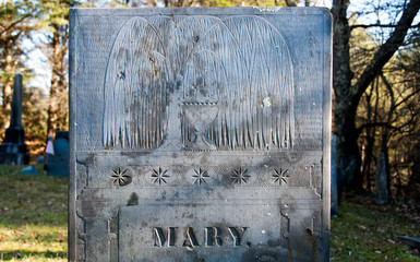 Willow and Urn motifs on Mary's slate gravestone