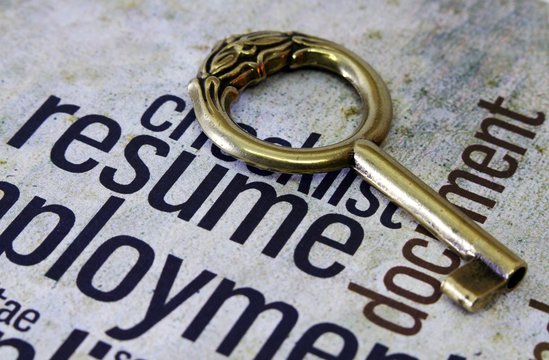 Golden key on resume text