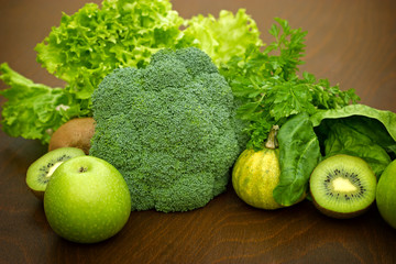 Green fruit and vegetable-Igredients of green smoothie