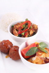 Thai food set with rice.