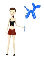 3d render of cartoon character with balloon animal
