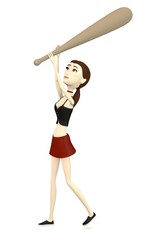 3d render of cartoon character with bat