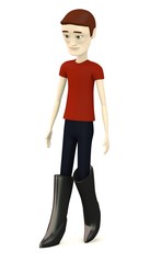 3d render of cartoon character with funny boots