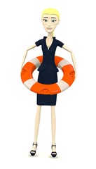 3d render of cartoon character with buoy