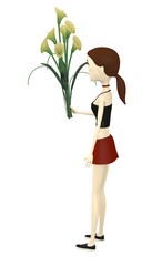 3d render of cartoon character with cala lilly