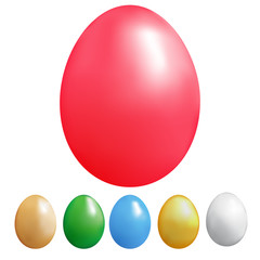 Set of colour eggs on a white background