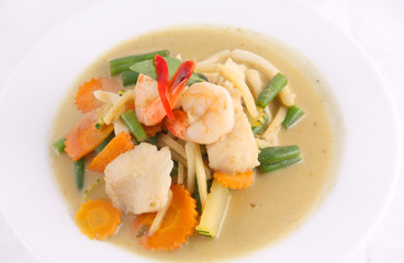 Prawn green curry, Thai popular food.