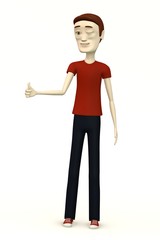 cartoon man in casual clothes- thumb up