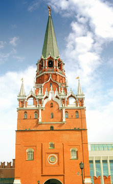 Moscow Kremlin Tower and wall.