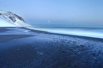 Frozen Volcanic beach in the East Fjords