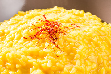 Riso con zafferano - Saffron rice, closeup