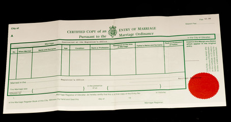 British marriage certificate