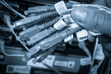 ethernet cables connected to switch