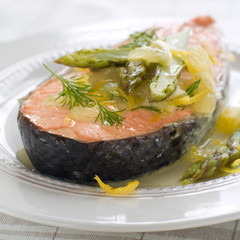 Steamed salmon