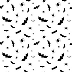Seamless pattern with bats and spiders