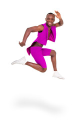 fitness man jumping of joy