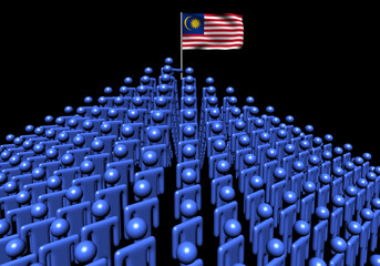 Pyramid of abstract people with Malaysian flag illustration
