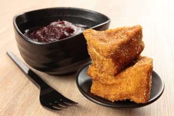 fried camembert with cranberry sauce