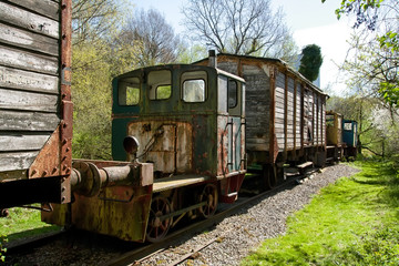 Abandoned wooden train